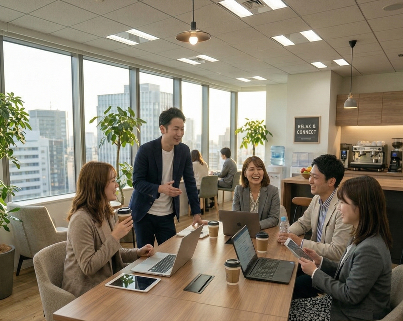 オフィスで打ち合わせをするビジネスチームの様子